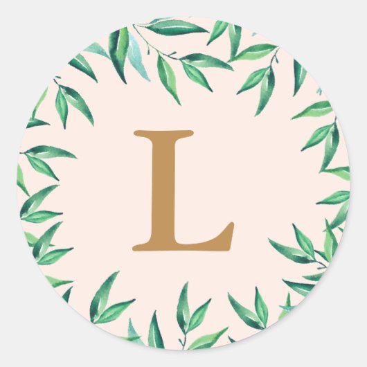 Modern Tropical Beach Bruiloft Monogram Sticker (Voorkant)