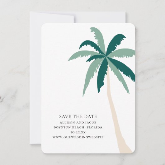 Modern Tropical Beach Wedding Save the Date Kaart (Voorkant)