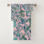 Modern Tropical Blue Foliage Pink Pattern (En situation)