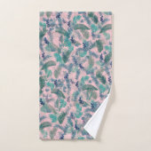 Modern Tropical Blue Foliage Pink Pattern (Serviette à main)