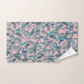 Modern Tropical Blue Foliage Pink Pattern (Serviette à main)