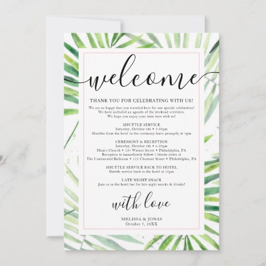 modern tropical calligraphy Invitation from the re (Devant)