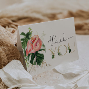 Modern Tropical Flamingo Baby shower of Verjaardag Bedankkaart