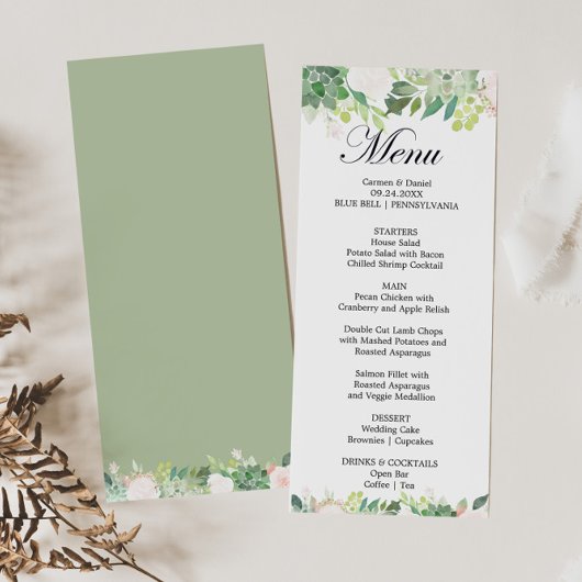 Modern Tropical Floral Dinner Menu Kaart