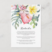 Modern Tropical Floral Hawaii Wedding Informatiekaartje (Voorkant)