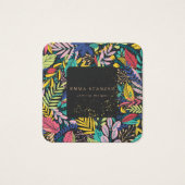 Modern Tropical Floral Square Business Card  (Devant)