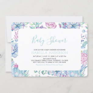 Modern Tropical Floral Summer Boy Baby shower Kaart