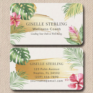 Modern Tropical Gold Brushed Waterverf Luxury Visitekaartje