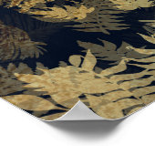 Modern Tropical Gold Foliage Blue Pattern Poster (Hoek)