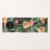 Modern Tropical Green Palm Flowers Monogram Black Yogamat (Voorkant (horizontaal))