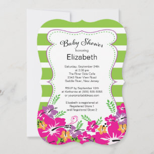 Modern Tropical Hibiscus Flowers Baby shower Kaart