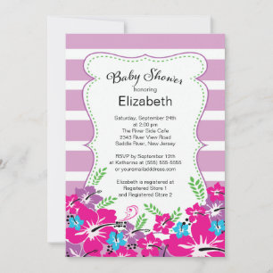 Modern Tropical Hibiscus Flowers Baby shower Kaart