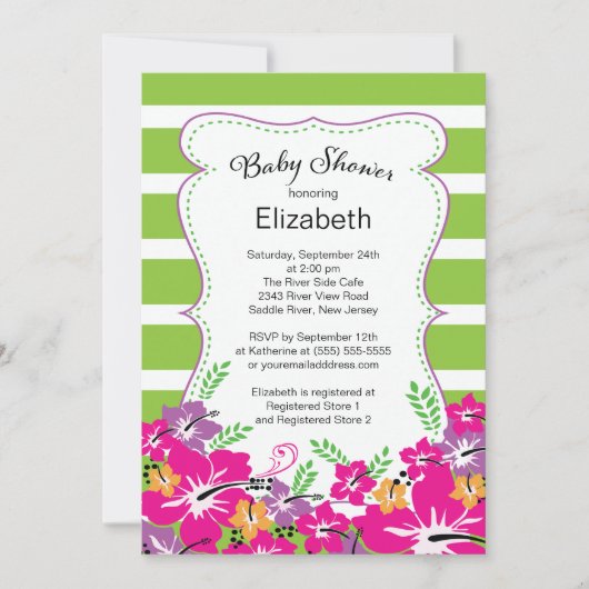 Modern Tropical Hibiscus Flowers Baby shower Kaart (Voorkant)