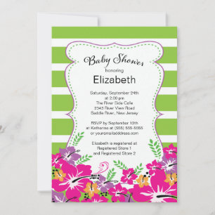 Modern Tropical Hibiscus Flowers Baby shower Kaart
