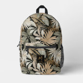 Modern Tropical Leaf Black & Gold Pattern Custom Bedrukte Rugzak (Voorkant)