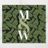Modern Tropical Leaf Palm Plant Print Monogram Bier Etiket (Enkel label)