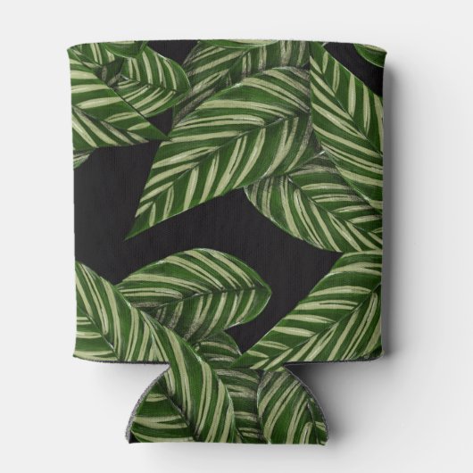 Modern Tropical Leaf Palm Plant Print Monogram Blikjeskoeler (Achterkant)