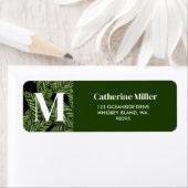Modern Tropical Leaf Palm Plant Print Monogram Etiket (Insitu)