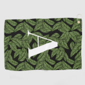 Modern Tropical Leaf Palm Plant Print Monogram Golfhanddoek (Horizontaal)