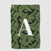 Modern Tropical Leaf Palm Plant Print Monogram Golfhanddoek (Voorkant)