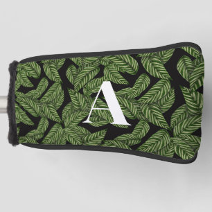 Modern Tropical Leaf Palm Plant Print Monogram Golfheadcover