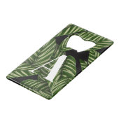 Modern Tropical Leaf Palm Plant Print Monogram Kredietkaart Flessenopener (Achterkant Gekanteld)