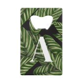 Modern Tropical Leaf Palm Plant Print Monogram Kredietkaart Flessenopener (Achterkant)