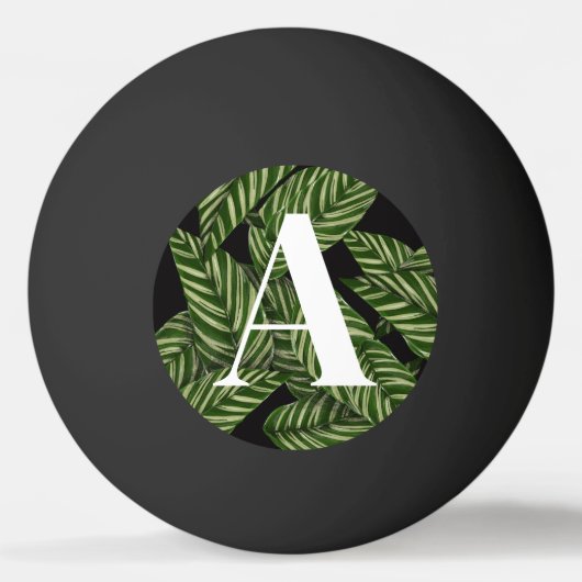 Modern Tropical Leaf Palm Plant Print Monogram Pingpongballen (Voorkant)