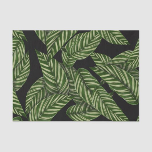 Modern Tropical Leaf Palm Plant Print Monogram Tissuepapier (Voorkant)