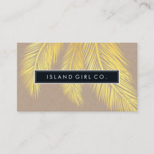 MODERN TROPICAL PALM FRONDS logo trendy gouden kra Visitekaartje