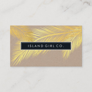 MODERN TROPICAL PALM FRONDS logo trendy gouden kra Visitekaartje