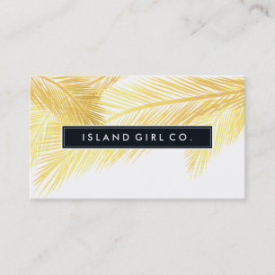 MODERN TROPICAL PALM FRONDS logo trendy goudwit Visitekaartje