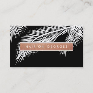 MODERN TROPICAL PALM FRONDS logo trendy roos goud Visitekaartje