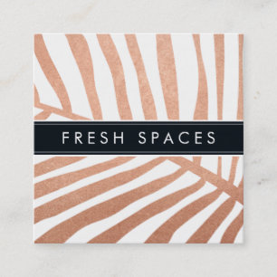 MODERN TROPICAL PALM LEAF logo trendy roos Gold Vierkante Visitekaartje