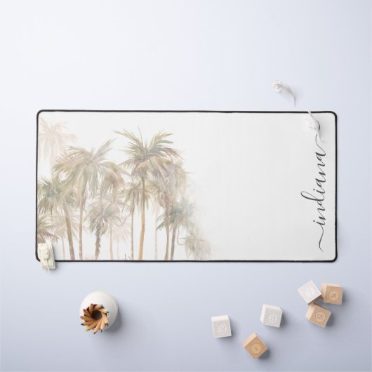 Modern Tropical Palm Trees Typografie Script Bureaumat (Kindertafel)