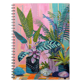 Modern Tropical Plant Print – Pink and Green Notitieboek