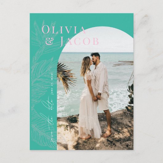 Modern Tropical Save the Date Briefkaart (Voorkant)