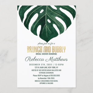 Modern Tropical Swiss Cheese Gold Brunch Bubble Kaart