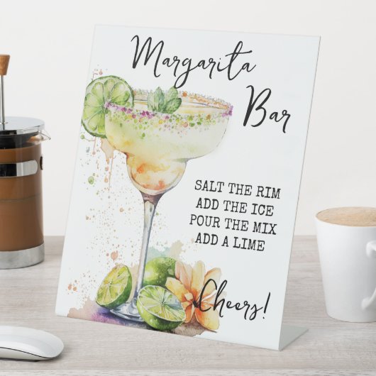 Modern Tropical Waterverf Margarita Bar Sign Reclamebord Met Voetstuk (Insitu)