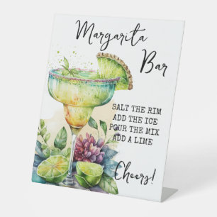 Modern Tropical Waterverf Margarita Bar Sign Reclamebord Met Voetstuk