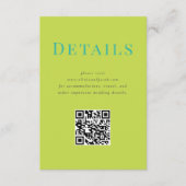 Modern Tropical Wedding Details Kaart met QR code (Voorkant)