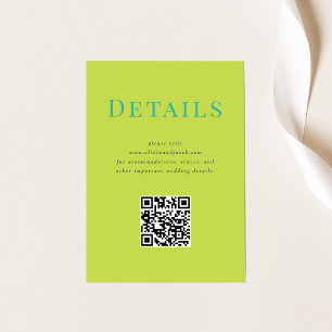 Modern Tropical Wedding Details Kaart met QR code