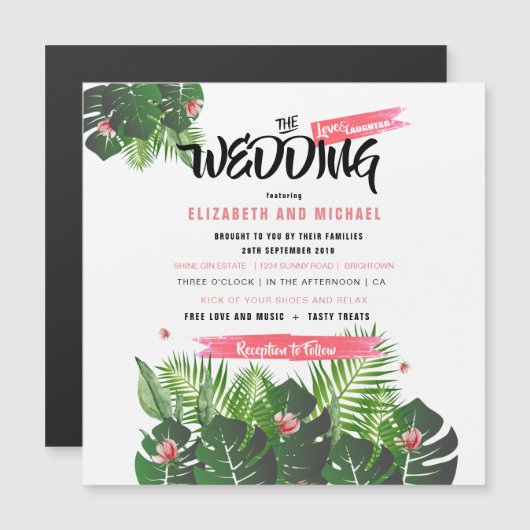 Modern Tropical Wedding Festival Event Magnetische Uitnodiging (Voorkant / Achterkant)