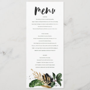 Modern tropisch abstract geschilderd huwelijksmenu menu