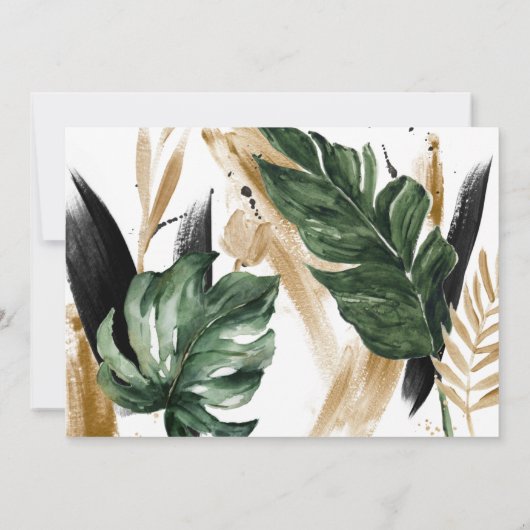 Modern tropisch abstract zwart goud met uitzonderi kaart (Achterkant)