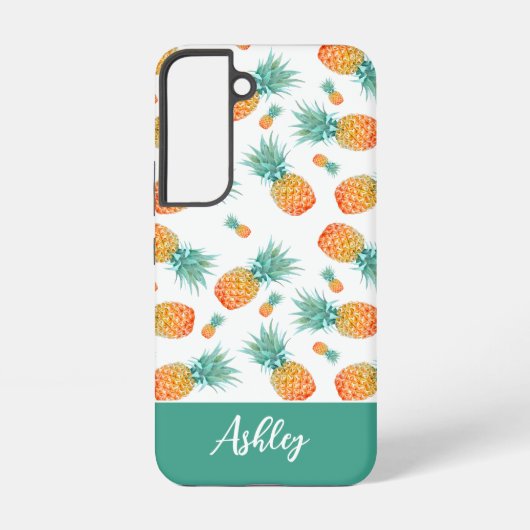 Modern tropisch ananas fruit patroon samsung galaxy hoesje (Achterkant)