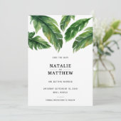 Modern tropisch blad behalve de datumkaart bedankkaart (Staand voorkant)