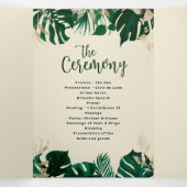 Modern Tropisch gebladerte met gouden huwelijkscer Drieluik Programma (Binnenkant midden)