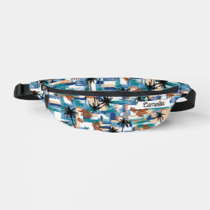 Modern Tropisch gecontroleerd patroon Blauw Monogr Heuptasje