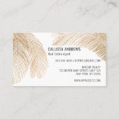 Modern Tropisch Goud Wit Palm Tree Leaf Visitekaartje (Achterkant)